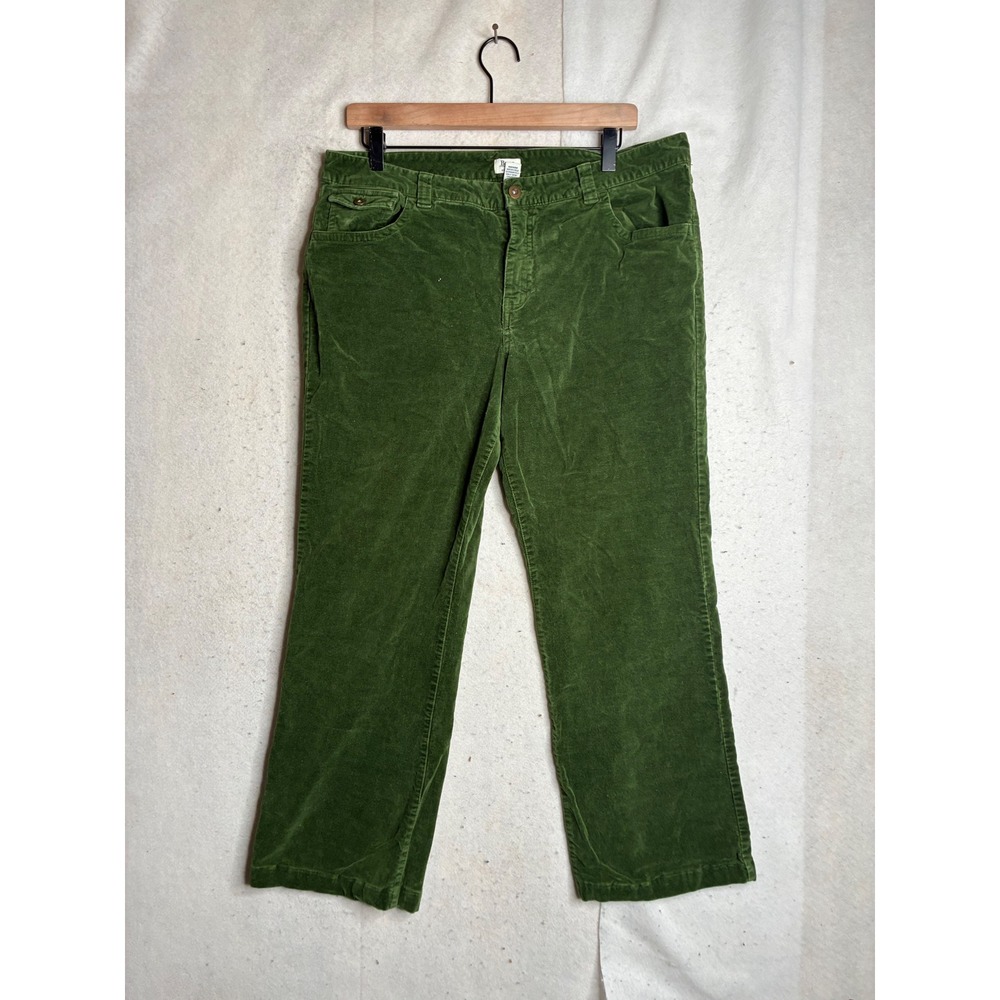 GH Bass Green Corduroy Pants Womens 14 Stretch Straight Leg Forest Green 4234